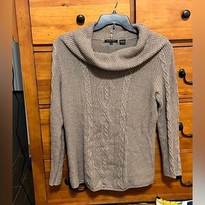 Jeanne Pierre Sweater Size M Fisherman Cozy 100% Cotton Cowl Neck